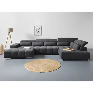 Cotta Wohnlandschaft Polyester U-Form 6 Nierenkissen 3-Sitzer Schwarz