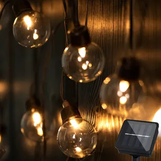 LUMILED Solar Lichterkette Außen 50x LED 16,7 M Solarlichterkette Garten Außenlichterkette Solarkette Solarleuchte Außenleuchte Kugel IP44 3000K