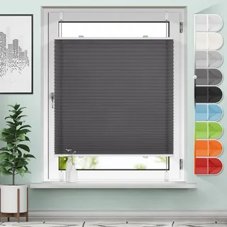 Sanfree Plissee Klemmfix Plisseerollo ohne Bohren Anthrazit B45 x H100cm inkl. Klemmträger Blickdicht und lichtdurchlässig Jalousie Faltrollo Sichtschutz und Sonnenschutz Rollo für Fenster & Tür