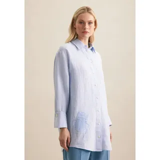 Longbluse SEIDENSTICKER "Schwarze Rose", Damen, Gr. S (36), blau, 100% Leinen, unifarben, oversize, ohne Ausschnitt, Blusen Longbluse, 1/1 Uni