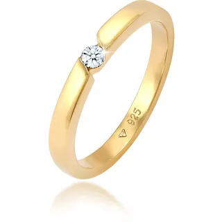 Diamantring ELLI DIAMONDS "Ring Verlobungsring Diamant (0.06 ct.) 925 Silber" Gr. 56, gold, Fingerringe, Damen, 56, Silber 925 (Sterlingsilber), Diamantring