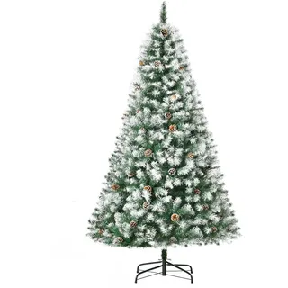 Homcom Künstlicher Weihnachtsbaum, 180 cm Christbaum mit Kunstschnee, Indoor , Grün, Weiß , Metall, Kunststoff , 180 cm , Dekoration, Weihnachtsdekoration, Christbäume & Zubehör