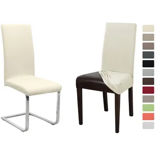 BEAUTEX Stuhlhusse Jersey Baumwolle Stretch elastisch 6er Set Creme