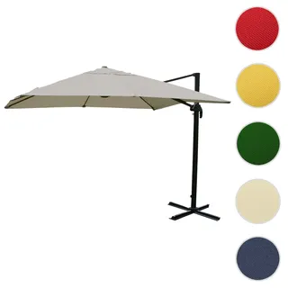 Gastronomie-Ampelschirm HWC-A96, Sonnenschirm, 3x4m (Ø5m) Polyester/Alu 26kg ~ creme-grau ohne Ständ