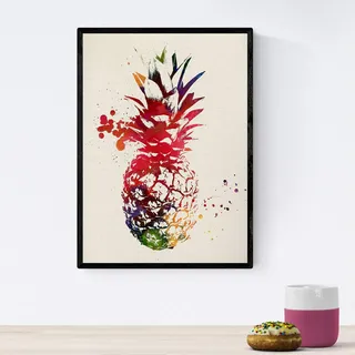 Nacnic Ananas Poster mit Aquarellentwurf. Mischen Sie mit Aquarell-Stylesheets für die Innendekoration. A4-Format