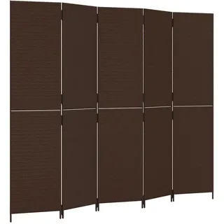 vidaXL Paravent 5-TLG. Braun Poly Rattan