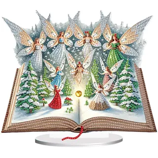JICFDAO Diamond Painting Ornamente Fee 240x212mm Diamant Malerei Ornamente Elfen auf Bücher Diamant Desktop Ornament Engel Speziell geformter Kristall Christmas Decorations Winter Weihnachtsbaum