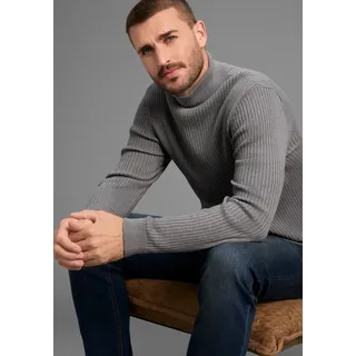 Rollkragenpullover BRUNO BANANI, Herren, Gr. XXL (60/62), grau (grau meliert), Feinstrick, Obermaterial: 50% Baumwolle, 50% Polyacryl, Basic, slim fit, Rippstrickbündchen, Pullover Rollkragenpullover, in Rippenqualität