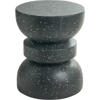 Beliani Beistelltisch 37/37 cm Terrazzo Optik Terrazzo Schwarz Faliro