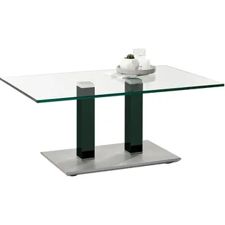 Couchtisch , Grün, Edelstahlfarben , Metall, Glas , rechteckig , eckig, Säule, Bodenplatte , 70x46-65x110 cm , höhenverstellbar , Wohnzimmer, Wohnzimmertische, Couchtische, Höhenverstellbare Couchtische