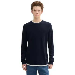 Tom Tailor Denim 2-in-1-Pullover, mit Struktur, blau