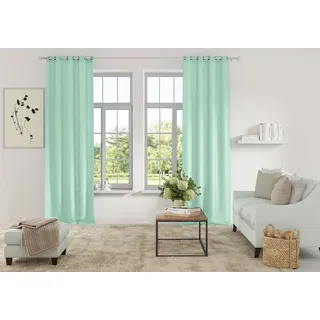 Vorhang OTTO HOME "Parry" Gr. 3, grün (mint), B:140cm H:225cm, Polyester, Recyceltes Material, Gardinen, Vorhang, 2-er Set, blickdicht, monochrom, basic