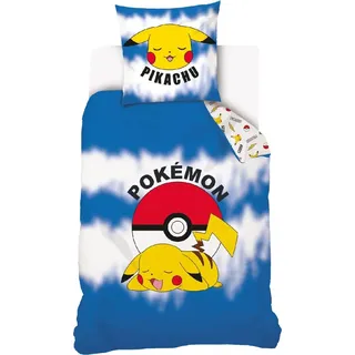 tinisu Pokémon Bettbezug Sleepy Pika Blau 140 x 200 cm + 70 x 90 cm