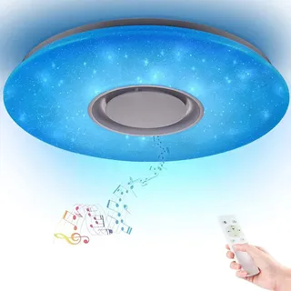 36W 40CM Deckenlampe LED Sternenhimmel WLAN mit Alexa/Google Home, LED Decwkenleuchte Bluetooth Lautsprecher Musik mit Fernbedienung Dimmbar Farbwechsel für Kinderzimmer Schlafzimmer Wohnzimmer