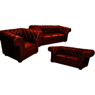 Chesterfield Sofa Couch Polster Sofagarnitur 3+2+1 Klassische Sitz Garnitur Neu - Braun