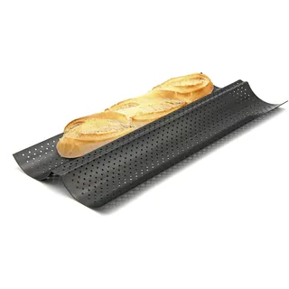My Home 2er Baguette-Backblech für Baguette, Pizzastreifen oder Brötchen
