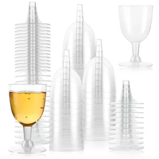APACALI 100 Stück Weingläser Plastik, 150ML Weinglas Plastik, Weinverkostungsgläser Kunststoff, Party-Weinbecher mit Stiel, Transparent Weinglaser für Hochzeiten, Geburtstage, Picknicks