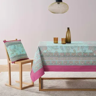Bassetti Indian Roses Tischdecke aus 100% Baumwolle, Panama-Gewebe in der Farbe Türkis T1, Maße: 150x250 cm - 9332388