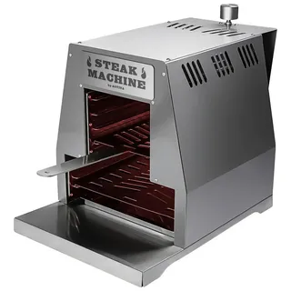 Gasgrill Steak Machine , Silberfarben , Metall , 43 cm , Piezozündung, herausnehmbare Fettauffangbox , Grills, Gasgriller