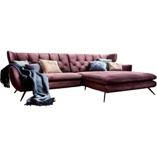 KAWOLA Ecksofa CHARME Sofa mit Longchair rechts Velvet purple - Violett