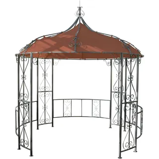 Mendler Pergola Almeria Ø 3 m inkl. 4 Seitenteile Terracotta-braun/Orange