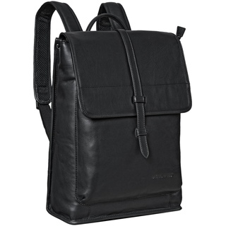 STILORD 'Foster' Lederrucksack Groß Fahrrad Rucksack Vintage Leder Rucksack für Laptop Business Backpack Arbeitsrucksack für Herren Damen Echtleder, Farbe:schwarz