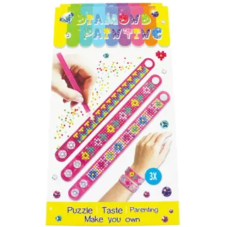 Pracht Creatives Hobby 6048-20031 Diamond Painting Armbänder, 3 Stück, Bastelset zum Gestalten eines persönlichen Armbandes mit Glitzersteinchen, für Kinder ab 5 Jahren