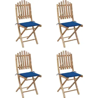vidaXL 5-tlg. Garten-Essgruppe mit Kissen Klappbar Bambus - Blau