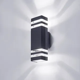 CELAVY LED Wandleuchte Wandlampe aussen, 6000K Kaltweiß GU10 Außenlampe Aussenlampe Wand, IP65 Up Down Außenleuchte Aussenleuchte Hauswand, Außenwandleuchte Außenbeleuchtung Haus, Anthrazit Grau