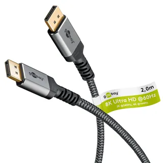 goobay Displayport 1.4 Sleeved — 2m / schwarz,