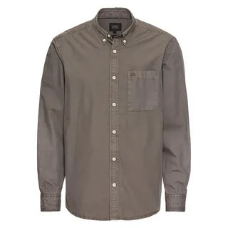 camel active Herren Baumwollhemd mit Brusttasche | Langarmhemd aus Baumwolle im Regular Fit | Grau, Menswear-XL