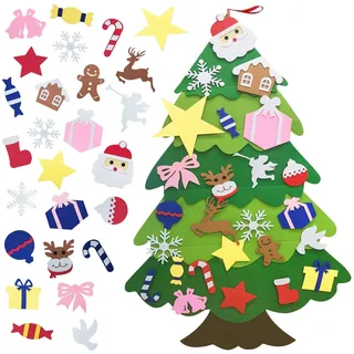 TATAFUN Filz Weihnachtsbaum, Filz Weihnachtsbaum Set mit 25 Stück Abnehmbaren Ornamenten 3.67FT DIY Weihnachtsbäume, Home Tür Wand Weihnachten Dekoration