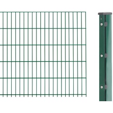 Alberts 644703 Doppelstabmattenzaun als Zaun-Komplettset | verschiedene Längen und Höhen | kunststoffbeschichtet, grün | Höhe 123 cm | Länge 2,5 m