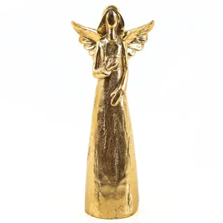 Große Engel-Figur: Weihnachtsfigur Deko, Engelfigur Weihnachten, Advent & Winter, Schutzengel, Dekofigur zum Hinstellen, Weihnachtsdeko Stehend Innen, Weihnachtsengel Dekoration Groß, Gold, 24 cm