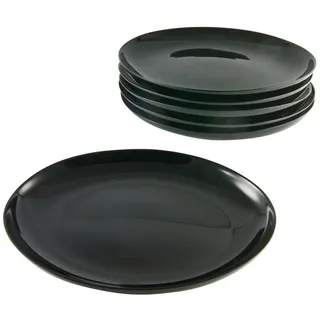 Creatable Grilltellerset , Schwarz , Glas , 6-teilig , oval , lebensmittelecht, stapelbar , Geschirr, Teller, Barbecue-Teller & Spezialteller