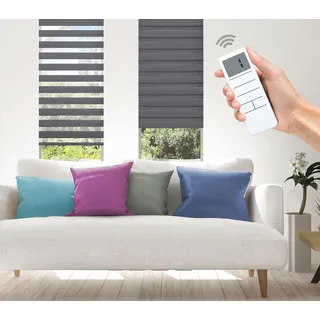 Elektrisches Rollo GOOD LIFE "Aline - SMART HOME" Gr. 5, grau (anthrazit, weiß, weiß), B:70cm H:150cm, Kunststoff, Metall, Polyester, Rollos, Elektrisches Rollo, mit Fernbedienung