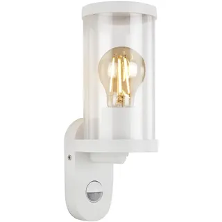 Briloner - Außenlampe mit Bewegungsmelder, Außenwandleuchte, Dämmerungssensor, IP44, E27, Weiß, 270x95x115 mm (LxBxH), 3628-015
