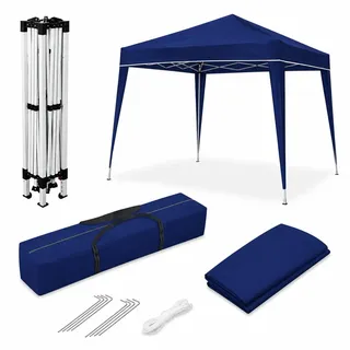 Wasabi Faltpavillon 3x3 m Wasserdicht – Garten Pavillon Stabil – Klappzelt für Garten, Terrasse, Camping und Strand – Schnellaufbau – Mit Tragetasche (Dunkelblau)