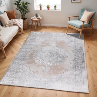 Surya Agadir Vintage Teppich groß - Orientalischer Teppich Wohnzimmer 200x275 cm, Esszimmer, Schlafzimmer - Boho Teppich, Kurzflor Teppich für einfache Pflege - Muster Teppich in Beige und Elfenbein