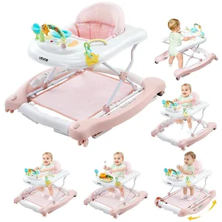 Vevor 5-in-1 Lauflernhilfe, Babywalker faltbar, Spiel- & Lauflernwagen, höhenverstellbare Babywippe mit bequemem Hochlehnersitz, Kippschutz für Kleinkinder von 6-24 Monaten (Unisex)
