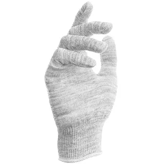 Baumwollhandschuhe, Textilhandschuhe aus Baumwolle und Silber mit engem Bündchen, Handschuhe aus Baumwolle, zur Dermatest: Sehr Gut - weiß und silber