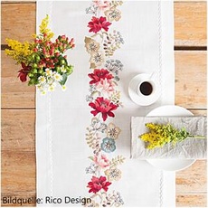 Stickpackung Herbstblüten vorgezeichnet von Rico Design Läufer 40 x 150 cm Herbstliches Motiv im Plattstich / Flachstich