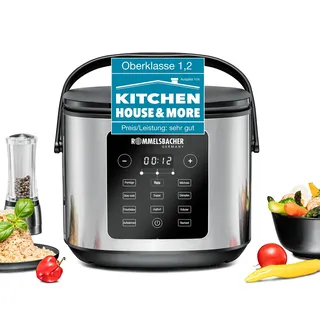 Rommelsbacher Multi Reiskocher MRK 950, 12 Programme, 24 Stunden Startzeitvorwahl, 3-D Heiztechnologie, energiesparend, keramische Beschichtung, PFAS-frei, 3,5 Liter Nutzvolumen, für 16 Portionen Reis