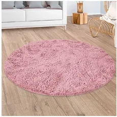 Bild von Hochflor-Teppich »Silky 591«, rund, Uni Farben, besonders weich und kuschelig, rosa