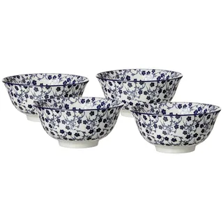 Ritzenhoff & Breker Royal Sakura, 4-teilig, 15,5 cm Durchmesser, 650 ml, Porzellangeschirr, Blau-Weiß, 15.50 x 15.50 x 8 cm