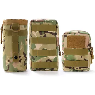 Gogoku 3er-Pack Combo MOLLE-Beutel, Wasserflaschen-Beutel, Taktische MOLLE-Beutel, kompakte Utility-EDC Hüfttasche Pack CP