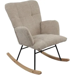 P & B Schaukelstuhl , Braun , Holz, Metall, Textil , Kautschukholz , massiv , 62x90x52 cm , Bsci , Wohnzimmer, Sessel, Polstersessel