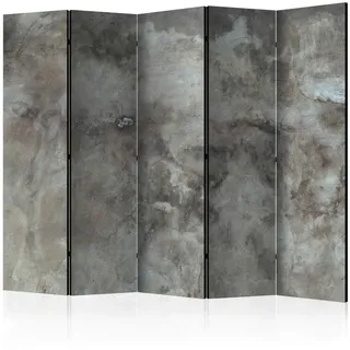 artgeist Paravent , Grau, Greige , Holz, Textil , Kiefer , massiv , Betonoptik , 225x172x3 cm , Motiv auf Vorder- und Rückseite , Wohnzimmer, Raumteiler, Paravents