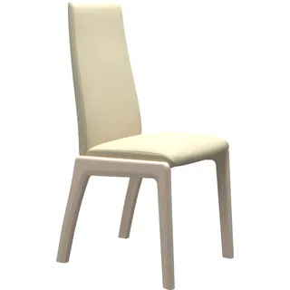 Polsterstuhl STRESSLESS "Laurel", beige (vanilla paloma, eiche gekalkt), B:57cm H:92cm T:59cm, Leder PALOMA: PALOMA ist ein durchgefärbtes Semianilin-Möbelleder mit natürlicher Narbung., Stühle, Polsterstuhl, Low Back, Größe L, mit abgerundeten Beinen in Eiche gekalkt
