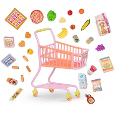 Glitter Girls Puppenzubehör – Einkaufswagen für Puppen Zubehör Set mit Lebensmitteln – Accessoires für 36 cm Puppen, Puppenhaus Puppenmöbel Spielzeug für Kinder ab 3 Jahren